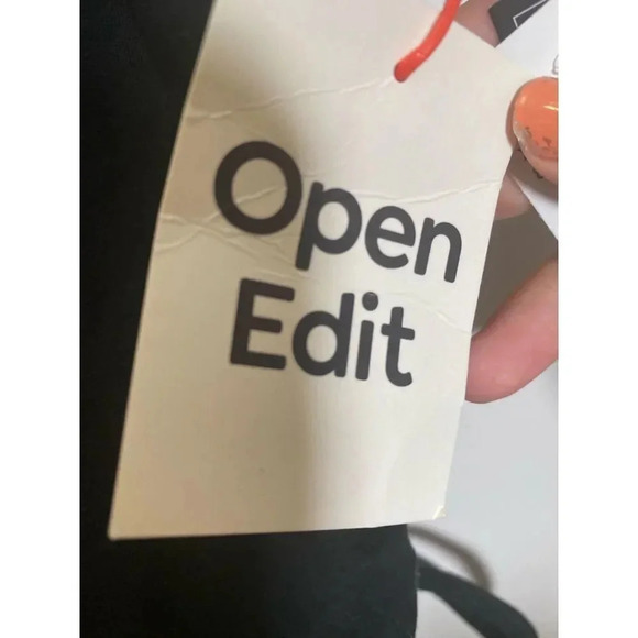 Open Edit Ruched Tie Black Cropped Tank Top - Picture 4 of 5